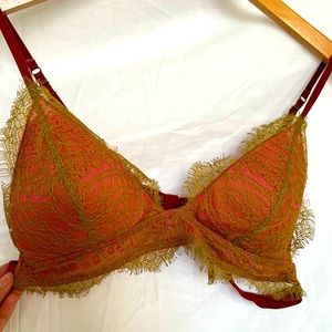 Dora Larsen Green Lace Pink Bralette Bra Large